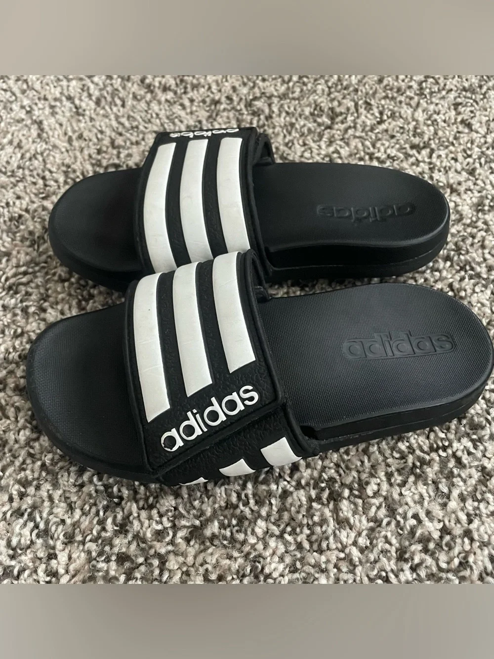 adidas Kids Black & White Slide Sandals